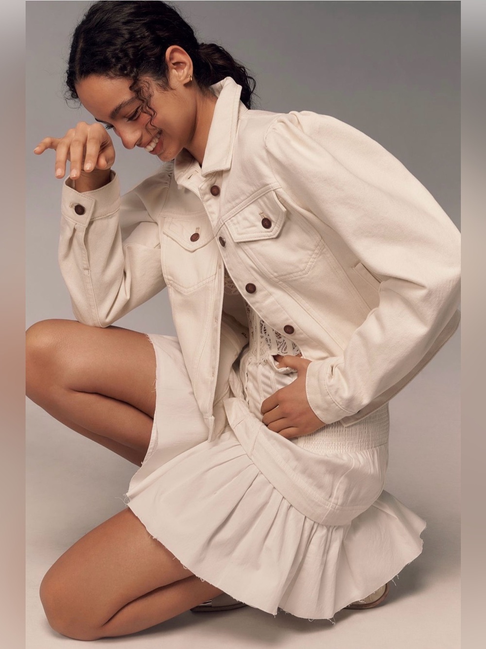 Pilcro Puff-Sleeve Denim Jacket
